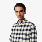 Lacose Regular Fit Plaid Check Flannel Shirt In White/Navy