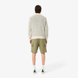 Lacoste Cotton Fleece Cargo Shorts In Khaki Green