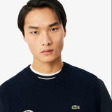 Lacoste Cotton Jacquard Sweater Vest In Noir