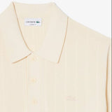 Lacoste Fluid Ribbed Knit Classic Fit Polo Collar Sweater Beige