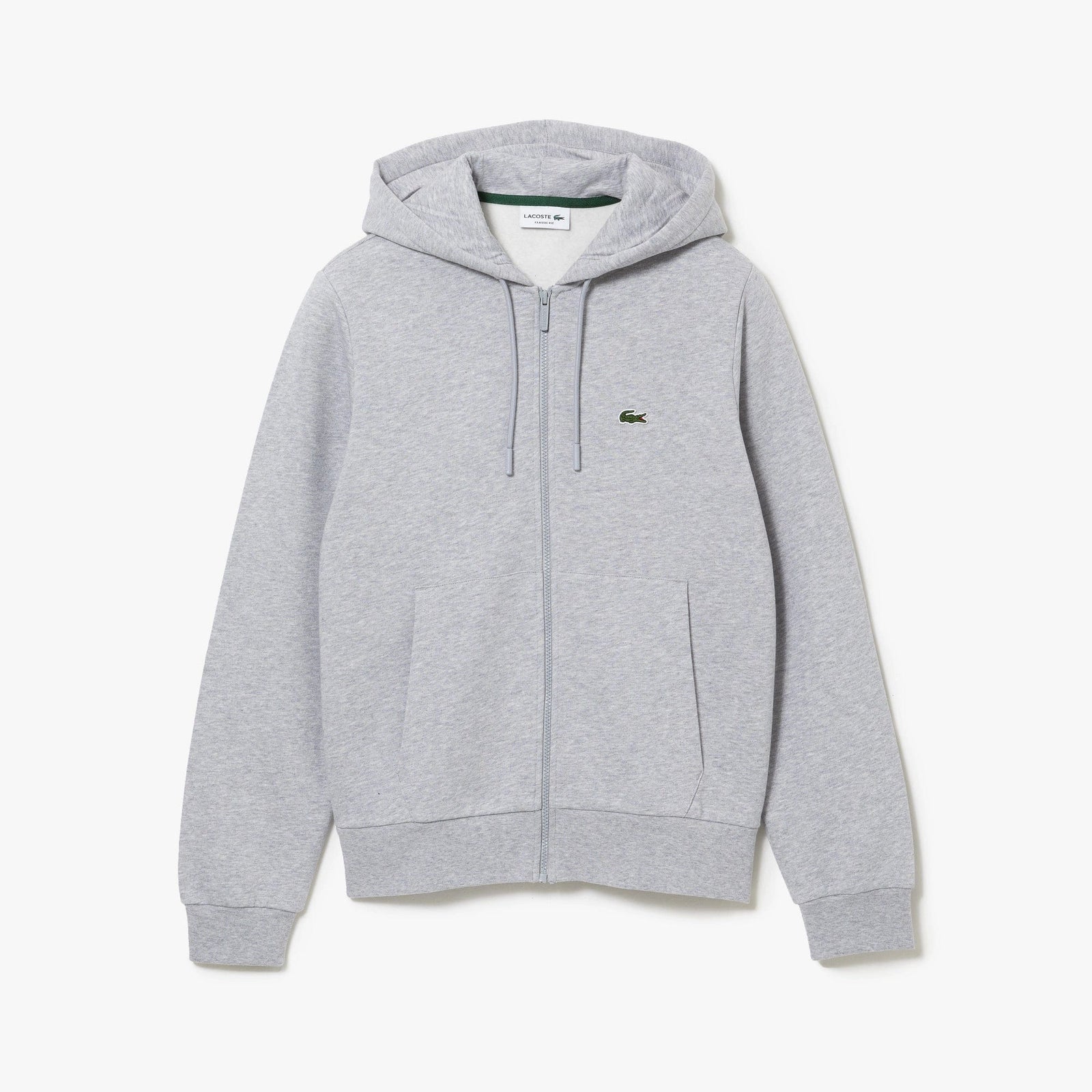 Lacoste Full Zip Hoodie Silver Chine