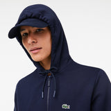 Lacoste Kangaroo Pocket Fleece Zipped Sweatshirt Navy