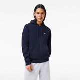 Lacoste Kangaroo Pocket Fleece Zipped Sweatshirt Navy