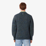 Lacoste Mercerised Knit Intarsia Crocodile Sweater In Blue