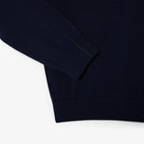 Lacoste Monochrome Crew Neck Cotton Sweater In Navy