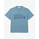 Lacoste Printed Cotton Jersey T-shirt In Blue