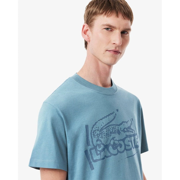 Lacoste Printed Cotton Jersey T-shirt In Blue