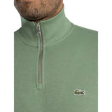 Lacoste Quarter Zip Cotton Sweatshirt In Green