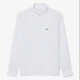 Lacoste Regular Fit Striped Linen Shirt White/Blue