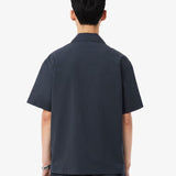 Lacoste Relaxed Fit Seersucker Shirt In Noir