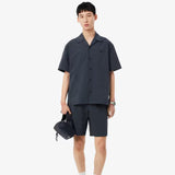 Lacoste Relaxed Fit Seersucker Shirt In Noir