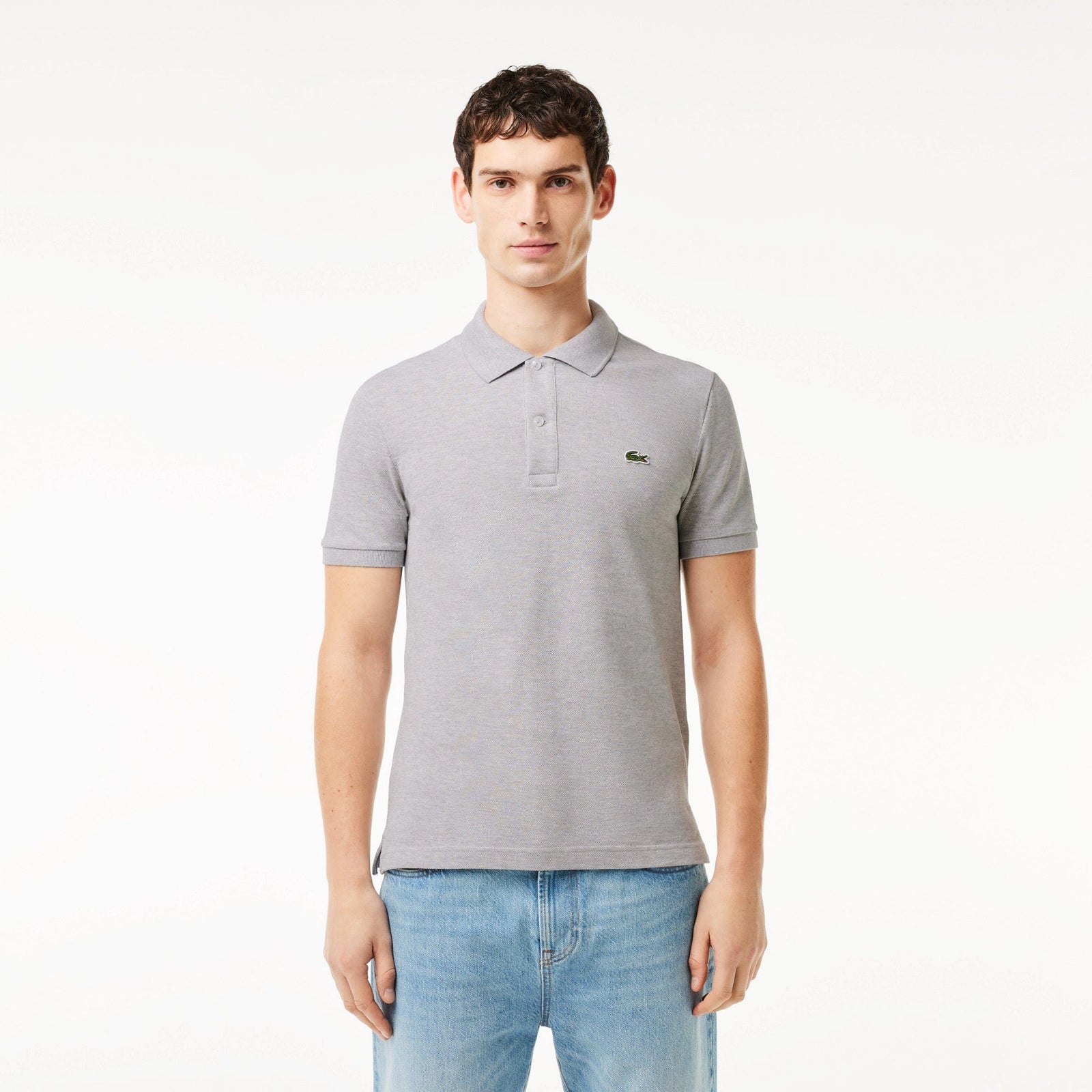 Lacoste Ribbed Collar Polo in Grey Chine - Main Image