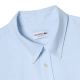 Lacoste Short Sleeve Oxford Shirt In Blue