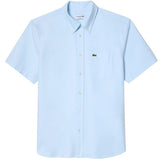 Lacoste Short Sleeve Oxford Shirt In Blue