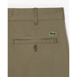 Lacoste Slim Fit Stretch Cotton Chino Shorts In Khaki Green