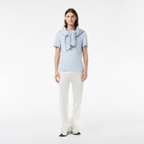 Lacoste Stretch Pique Stripe Collar T-Shirt in Light Blue