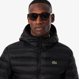 Lacoste Water-Repellent Quilted Puffed Jacket In Black