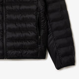 Lacoste Water-Repellent Quilted Puffed Jacket In Black