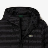 Lacoste Water-Repellent Quilted Puffed Jacket In Black