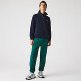 Lacoste Zippered Stand-Up Collar Cotton Sweatshirt in Navy