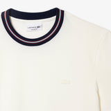 Lacoste Stripe Collar Stretch Piqué T-Shirt in White 70V