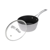 Laura Ashley Saucepan With Glass Lid 18cm In Dove Grey