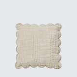 Laura Ashley Brady Velvet Scallop Cushion In Dove Grey