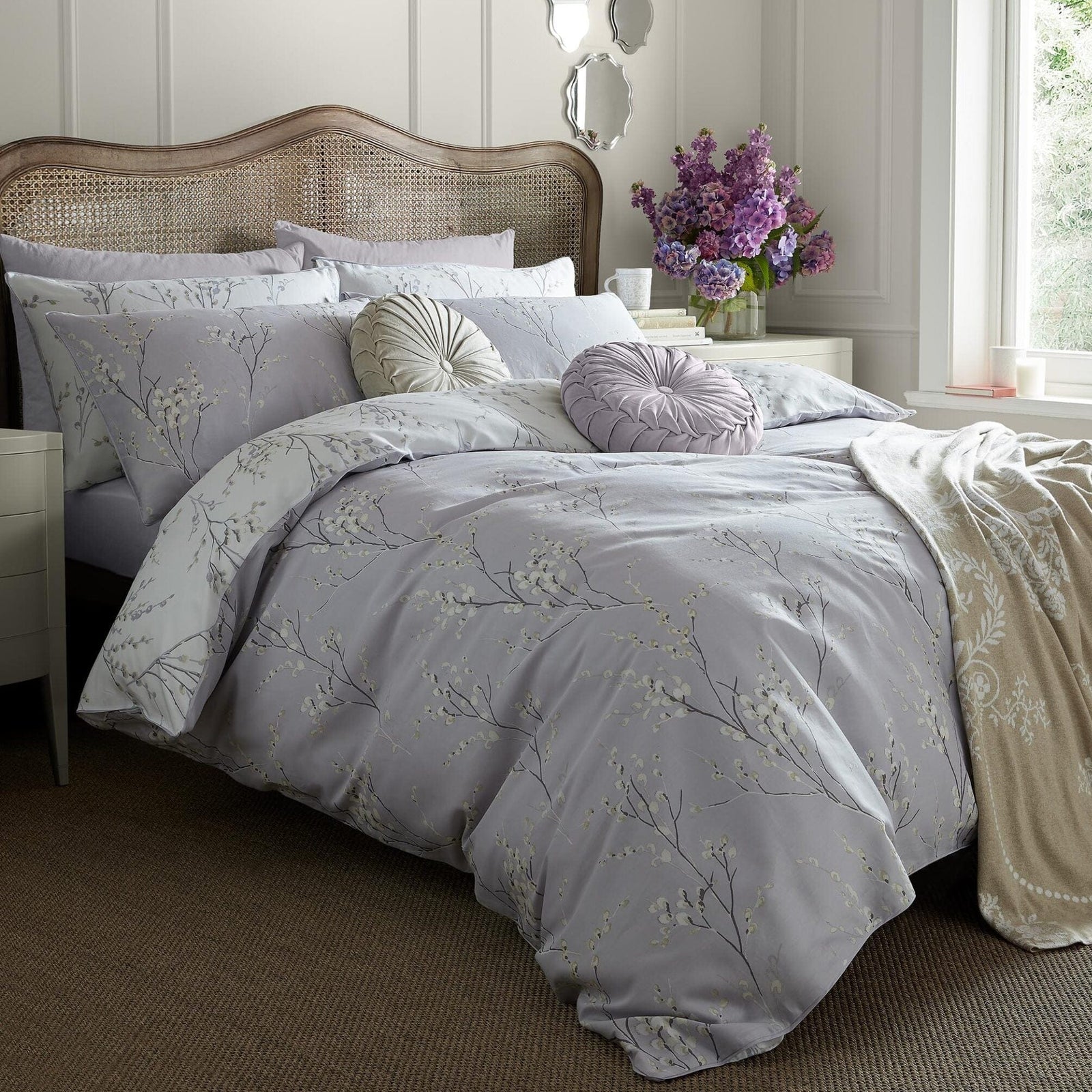 Laura Ashley Pussy Willow King Quilt Set 230cm x 220cm in Lavender
