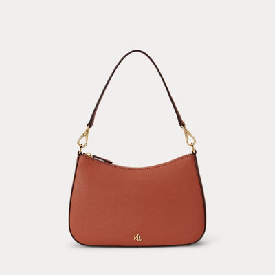 Lauren Ralph Launre Crosshatch Leather Medium Danni Bag In Terracotta