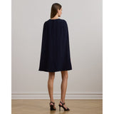 Lauren Ralph Lauren Belted Cape Georgette Cocktail Dress In Lighthouse Navy