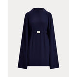 Lauren Ralph Lauren Belted Cape Georgette Cocktail Dress In Lighthouse Navy