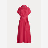 Lauren Ralph Lauren Belted Crepe Dress