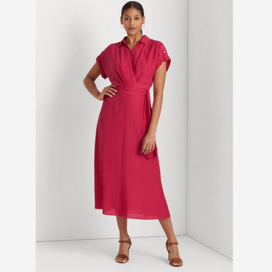 【LAUREN RALPH LAUREN】BELTED CREPEシュミーズドレス Polka-Dot Belted Crepe Dress