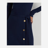 Lauren Ralph Lauren Belted Rib-Knit Dress Navy