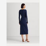 Lauren Ralph Lauren Belted Rib-Knit Dress Navy
