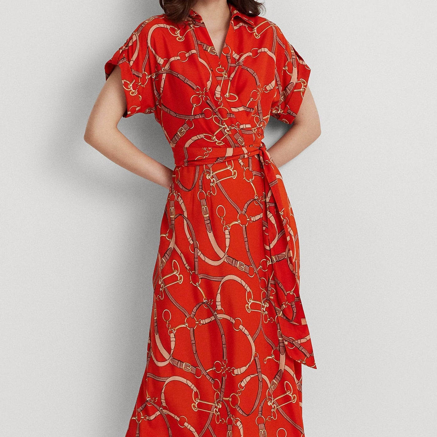 【LAUREN RALPH LAUREN】BELTED CREPEシュミーズドレス Belted Crepe Dress