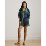 Lauren Ralph Lauren Belting-Print & Polka-Dot Drawcord Short In Blue