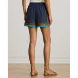 Lauren Ralph Lauren Belting-Print & Polka-Dot Drawcord Short In Blue