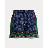 Lauren Ralph Lauren Belting-Print & Polka-Dot Drawcord Short In Blue