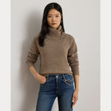 Lauren Ralph Lauren Buckle-Trim Mélange Turtleneck Sweater Beige