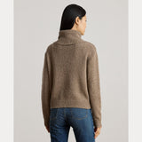 Lauren Ralph Lauren Buckle-Trim Mélange Turtleneck Sweater Beige