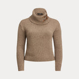 Lauren Ralph Lauren Buckle-Trim Mélange Turtleneck Sweater Beige