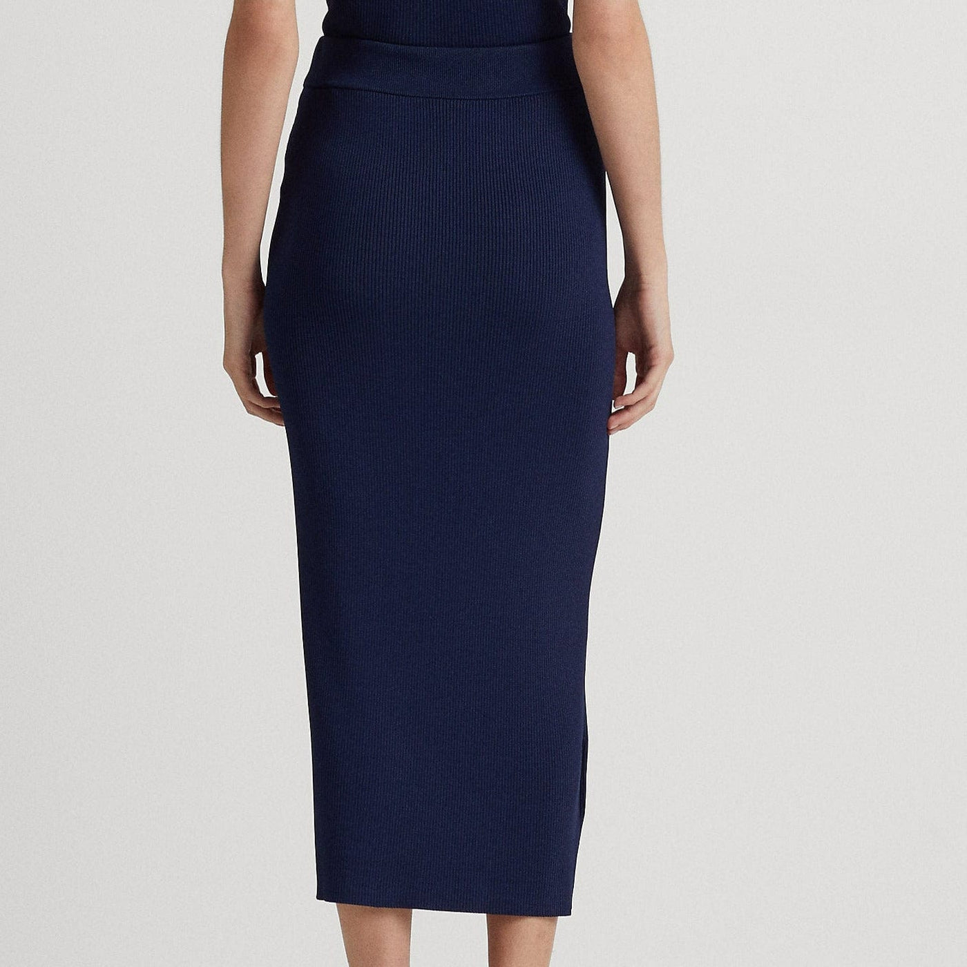 Pencil Skirt Navy Blue Knit Midi Skirt Navy Basic Knit Maxi Skirt