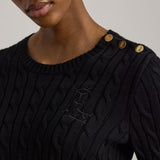 Lauren Ralph Lauren Button-Trim Cable-Knit Jumper In Black