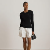 Lauren Ralph Lauren Button-Trim Cable-Knit Jumper In Black