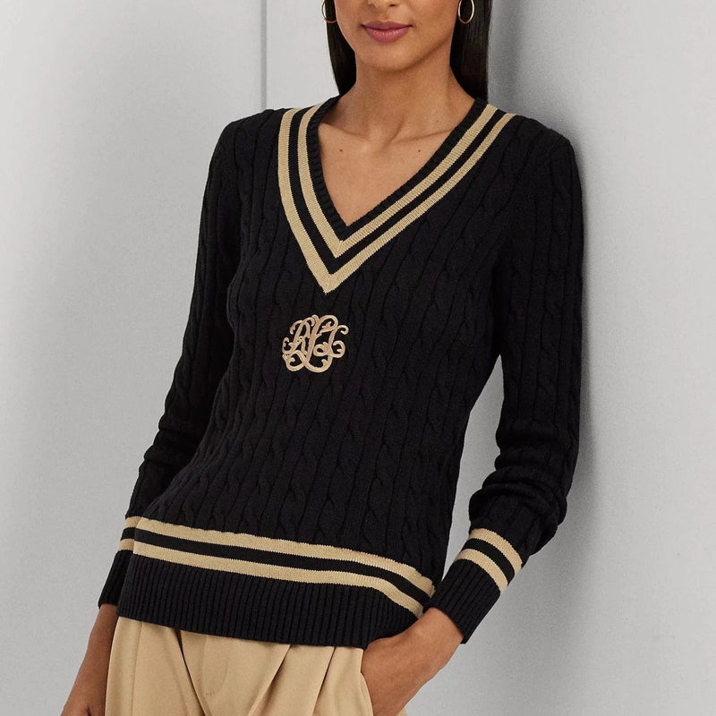 Lauren Ralph Lauren CableKnit Cotton Cricket Jumper Elys Wimbledon