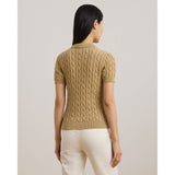 Lauren Ralph Lauren Cable-knit Cotton Polo Jumper In Birch Tan