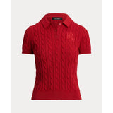 Lauren Ralph Lauren Cable-knit Cotton Polo Jumper In Madison Red