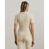 Lauren Ralph Lauren Cable-Knit Cotton Polo Jumper In Mascarpone Cream