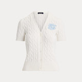 Lauren Ralph Lauren Cable-Knit Cotton Short-Sleeve Cardigan in White